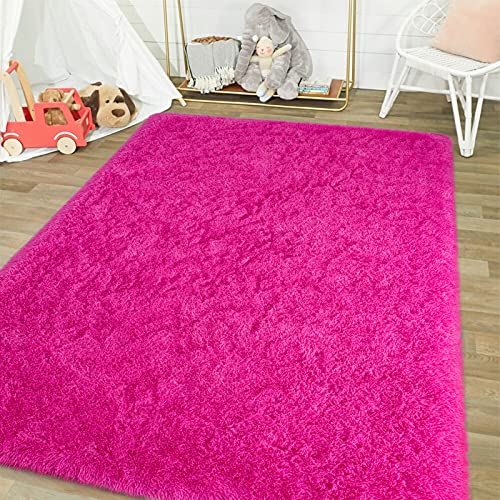 junovo Ultra Soft Area Rugs 5.3x7.5 Feet Fluffy Carpets for Bedroom Kids Girls Boys Baby Living