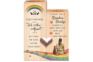 WUUCKOO I'm at The Rainbow Bridge Heart Wooden Candle Holder, Sympathy Gift for Loss of Cat, Bereavement Gift for Loss of Cat, Memorial Gifts for Loss of Pet, Pet Pass Away Remembrance Gift