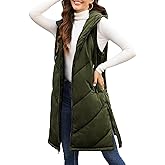 HEEKPEK Womens Puffer Vest Sleeveless Hooded Long Puffy Vests Zip Up Quilted Thick Winter Jackets Outerwear with Pockets