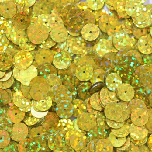8mm FLAT SEQUINS PAILLETTES ~ Premium YELLOW Multi HOLOGRAM ~ Loose paillette sequins for embroidery, applique, arts, crafts, bridal wear and embellishment.