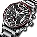 Men's Watches Luxury Diamonds Sports Casual Dress Business Watch Quartz Analog Waterproof Chronograph Date Wristwatch Stainless Steel Band Black Color