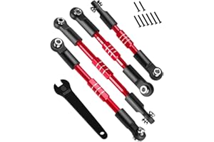 hopsupRC RC Steering Links Composite Link Upgrades Part for 1/10 Gorgon 2WD,Fury 2WD,Fury 223S,Quake 223S,Vorteks 2WD,Vorteks 223S,Aluminium Adjustable Turnbuckles Links,Replace #ARA330753 Red