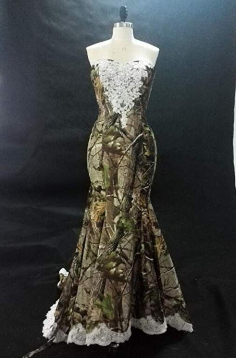 camo mermaid wedding dress