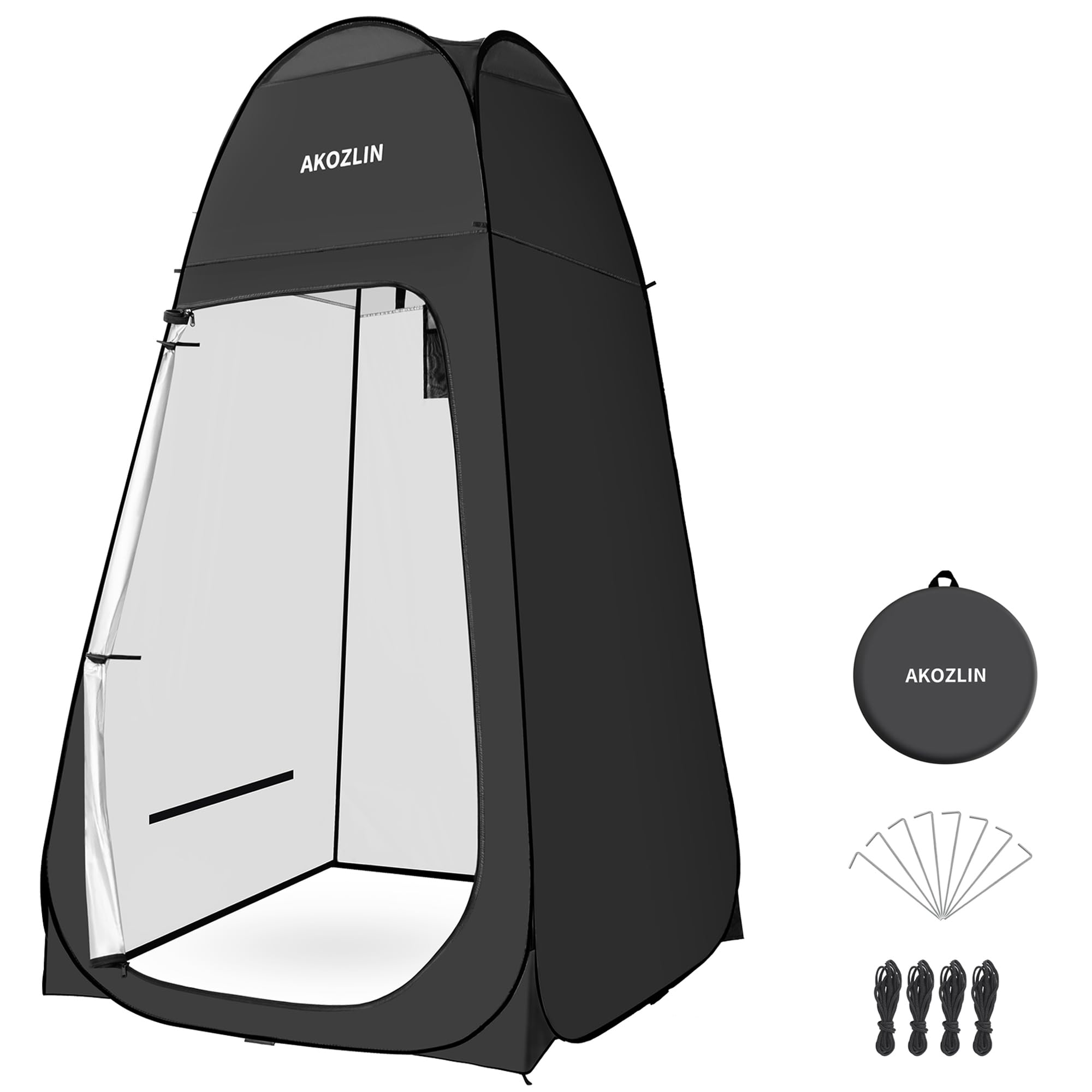 Photo 1 of (Item sold for parts) AKOZLIN Portable Pop Up Shower Tent Instant Privacy Dressing Changing Outdoor Shower Room Camp Toilet Tent 74.8" High, Black