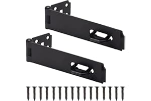BOODVON Door Lock Hasp Latch, Iron Safety Packlock Clasp Hasp Lock Latch, Extra Thick Gate Lock Hasp with Screws Brushed Finish 2 Pack(7-1/2 Inch)