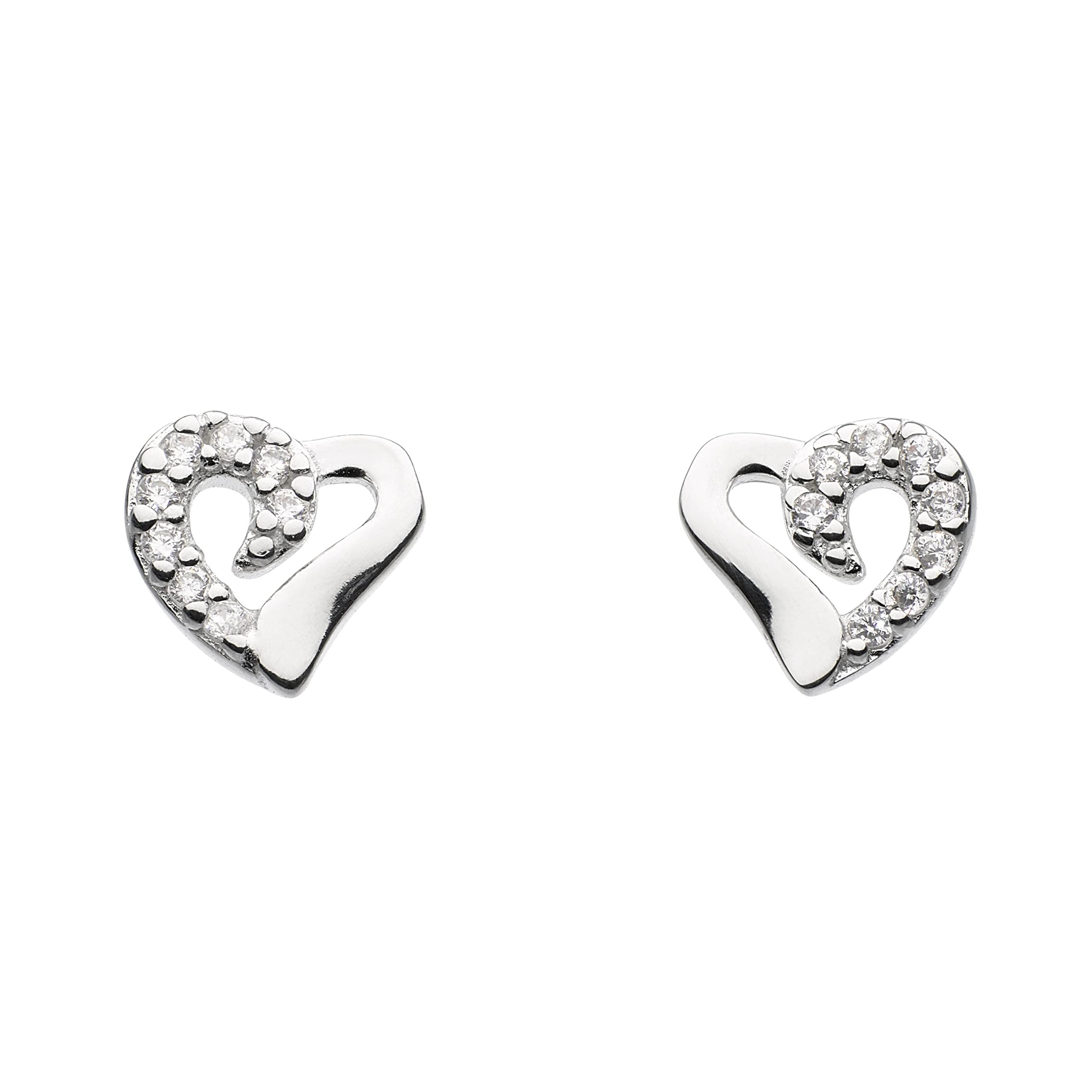 Dew Sterling Silver Heart Stud Earrings