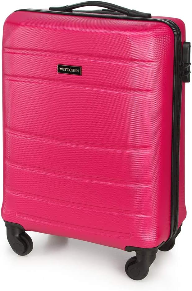 WITTCHEN Travel Suitcase Carry-On Cabin Luggage Hardshell Made of ABS with 4 Spinner Wheels Combination Lock Telescopic Handle Globe Line Size Cabin Suitcase Pink - Image 5