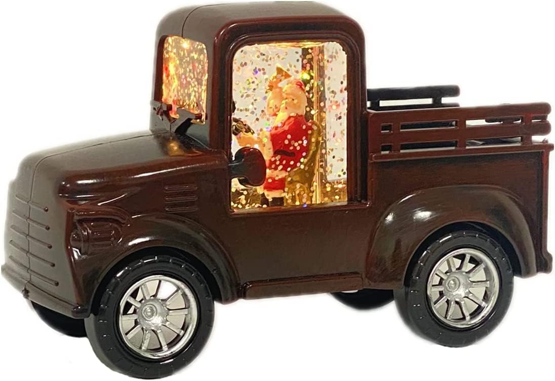 Snow Globes - Christmas Decorations Truck Snow Globe, Santa Claus Truck Decorations, LED Water Lighted Glittering Xmas Decoration, Home Truck Décor for Festival Gift, Home Truck Ornament