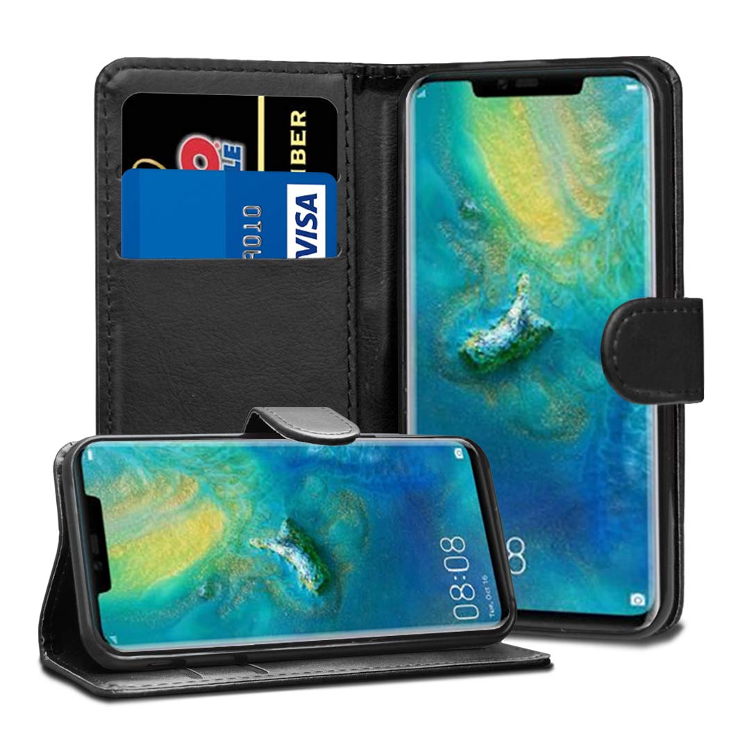 Compatible With Huawei Mate 20 Pro Cases - Premium Wallet Leather Flip Case Cover For Huawei Mate 20 Pro [Card Holder] [Magnetic Closure] (Black)