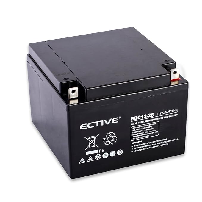 ECTIVE Bleiakku 12V 28Ah Zyklenfester Blei Akku EBC-Serie in 10 Varianten: 2,3Ah - 28Ah (wartungsfrei) 