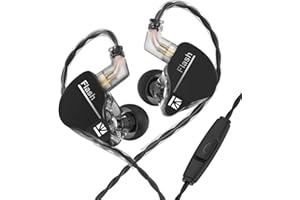 H HIFIHEAR KBEAR Flash in Ears Earphones Monitor Headphones,1BA+1DD Hybrid Driver HiFi Stereo IEMs,Crystal Clear Sound Wired Earbuds with Detachable Cable for Audiphiles Singers Musicians (Black,With Mic)