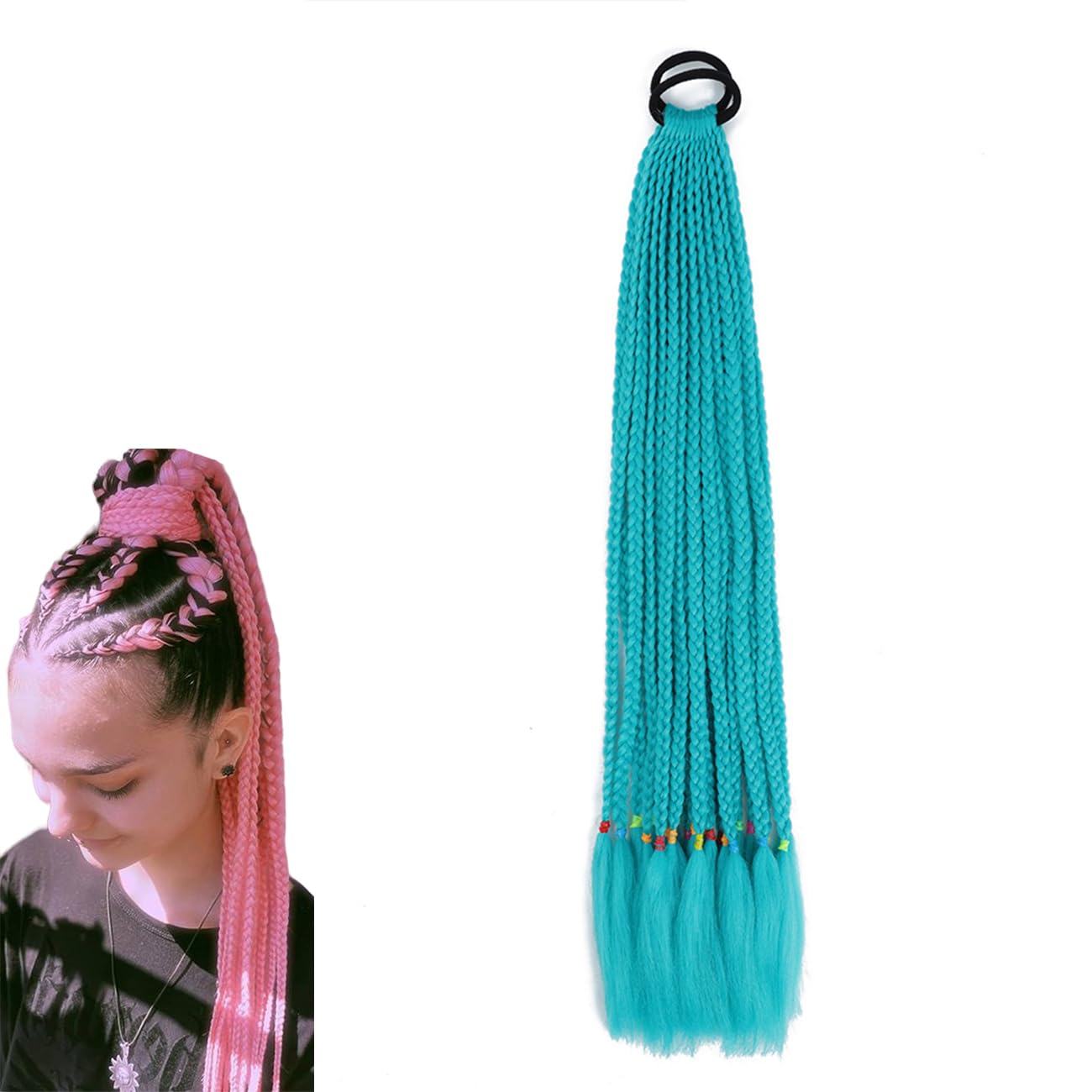 prinfantasy Blue Braiding Hair Extension for Kids Hair Braid Extensions Twist Hair Attachments with Elastic Rope Band for Women Girls, BZ145 โ image 1