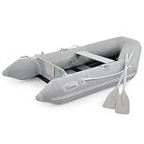 CO-Z 7.5ft Heavy Duty Inflatable Boat with Aluminum Floor & Oars - 2 Person 660lb Capacity Dinghy for Fishing/Towing | Includes Pump & Transom for Kayak, Lake & Ocean
