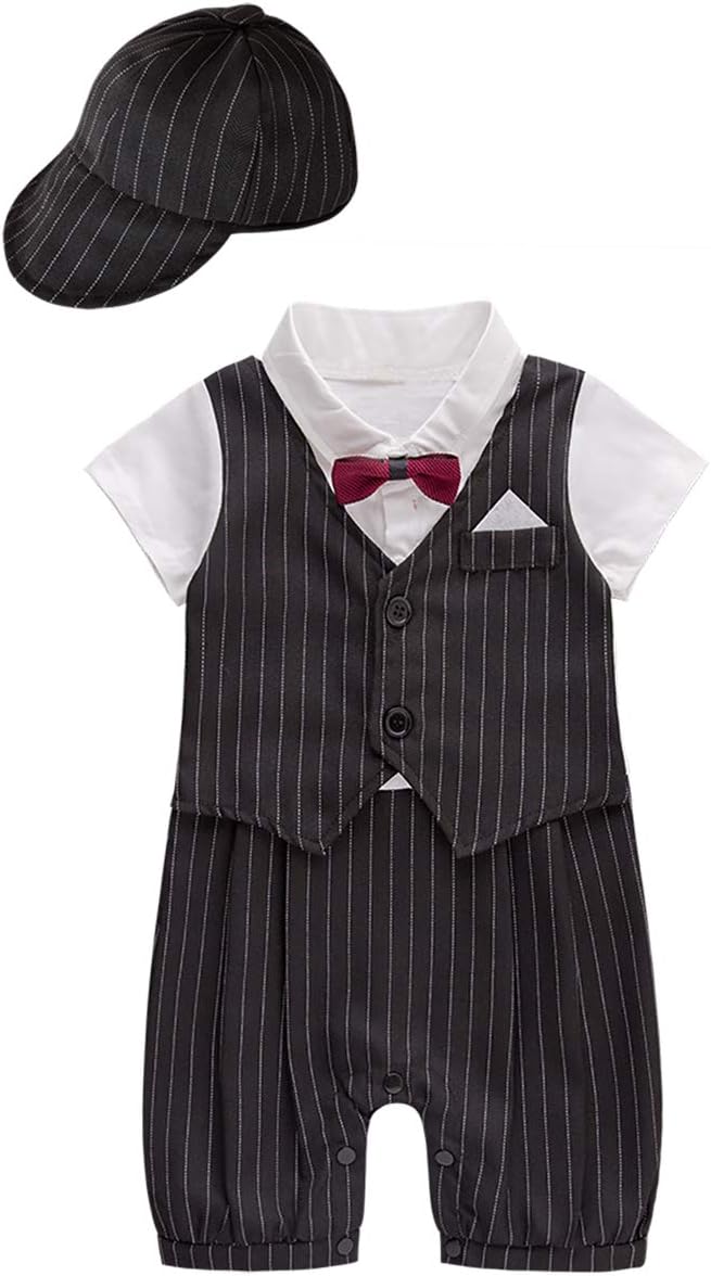 May's Baby Toddler Boys Gentleman Romper False Two-Piece Onesie