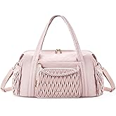BAGSMART Quilted Duffle Bag for Women, Weekender Overnight Gym Travel Carry-On Bag, Pink