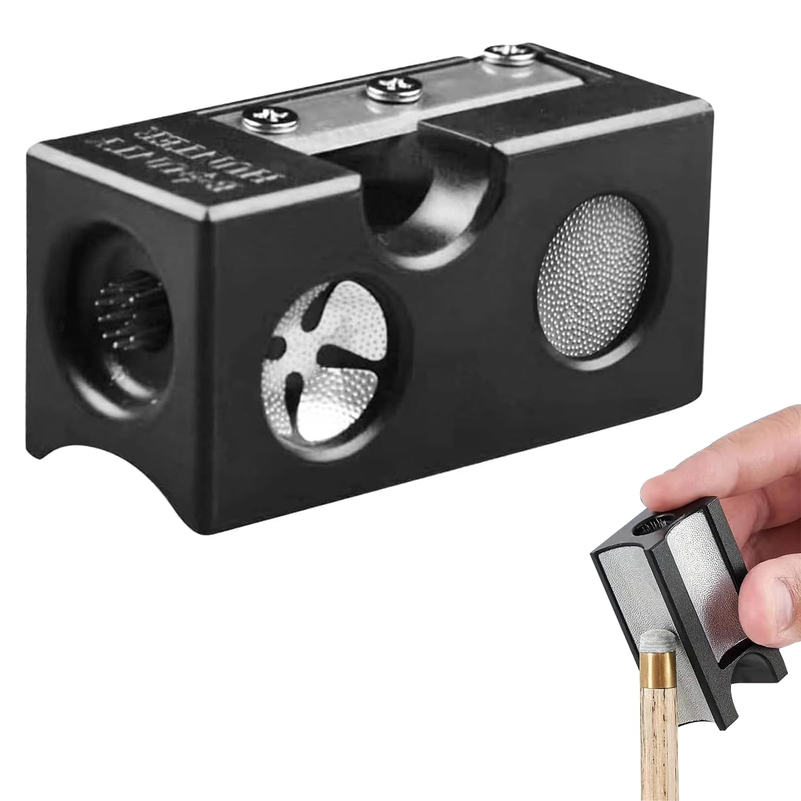 Xiciki 8-in-1 Pool Cue Tip Shaper, Multifunctional Aluminum Billiard Cue Repair Tool Kit for Cue Tip Maintenance, Trimming, Sharpening and Replacement