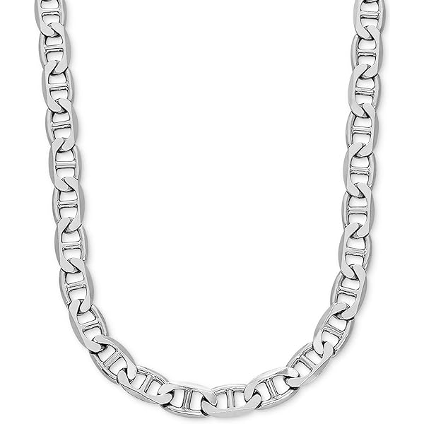 Savlano 925 Sterling Silver 8mm Italian Solid Flat Mariner Link