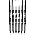 Advantage Gifts Precise V5 Stick Rolling Ball Pens, Extra Fine Point (.5mm), Black Ink, 6-pk; Bundle with Plastic Reusable Pouch