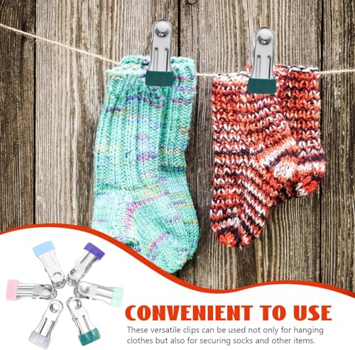 30pcs Clothes Pegs for Washing Line, Stainless Steel Towel Pegs Heavy Duty Sock Non-Slip Metal Laundry for Shoes Food Sealing Photos