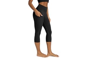 ODODOS Women's High Waisted Yoga Capris with Pockets, Tummy Control Non See Through Workout Athletic Running Capri Leggings