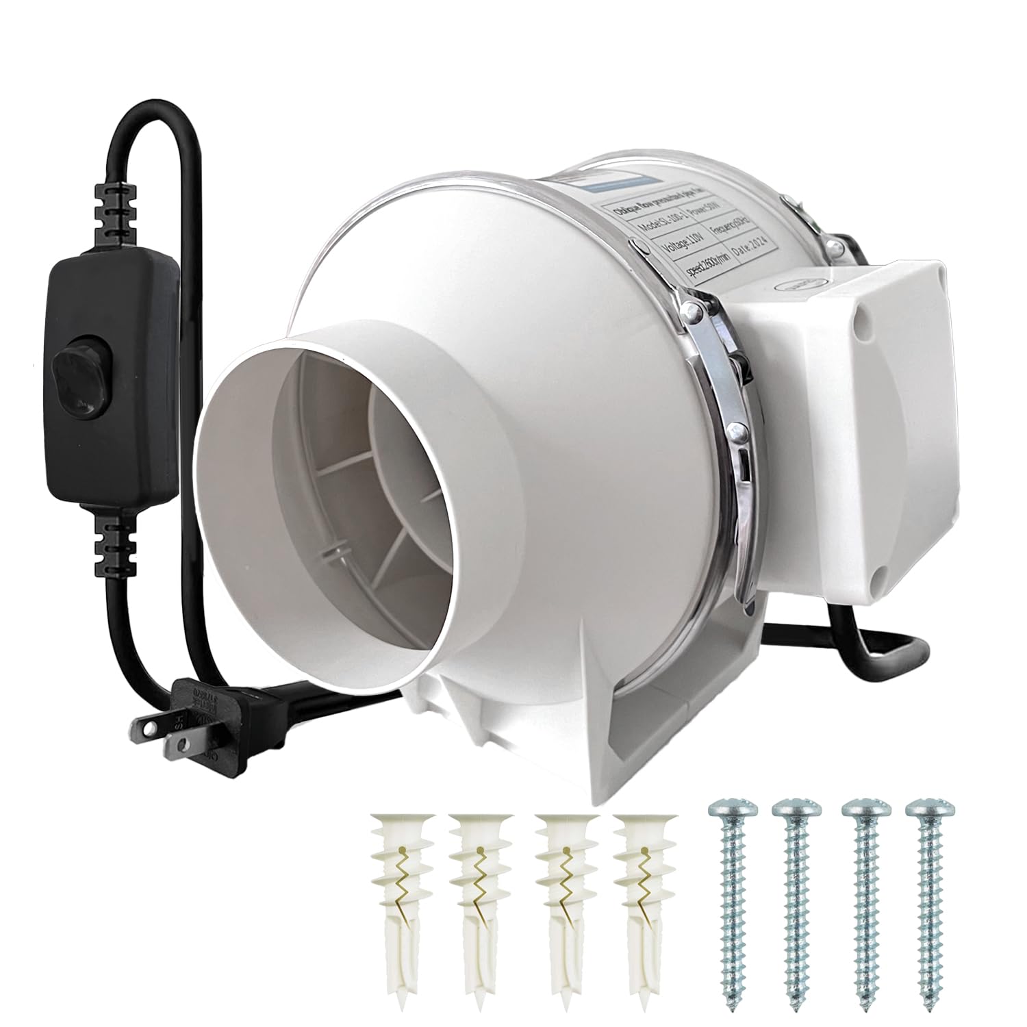 Photo 1 of CAMNWAMN 4 Inch Duct Fan, 50W High Efficiency Inline Exhaust Fan, 280 CFM Duct Intake Fan, Flow Ventilation System Exhaust Air Fan For Duct Vent Bathroom, Kitchen, Grow Tent, Hydroponics