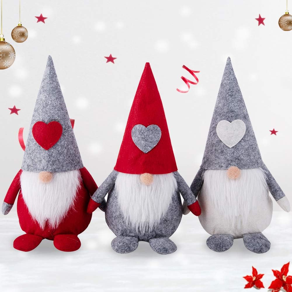 Christmas Gnome Holiday Decoration Set of 3, Handmade Tomte