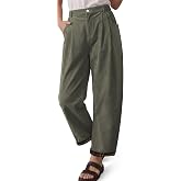 TARSE Women's Straight Leg Corduroy Harem Pants | Elastic Waist Baggy Trousers, Plaid Cuff Hem, Casual Loose Fit, Side Pocket