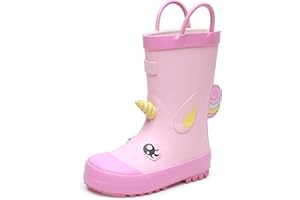 RAINANGEL Toddler Rain Boots with Easy-On Handles, Waterproof Rubber Kids Rain Boots for Girls and Boys, in Fun Printed & Colors Unisex-Child Outdoor Rain Boots