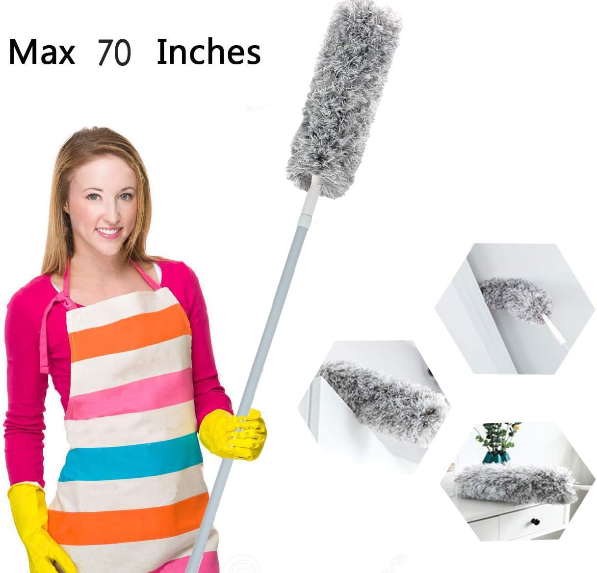Feather Duster Long Handle with 47 68 Inches Long Handle and Clothes