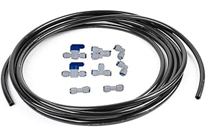 LIIMEVVON Lemoy 1/4" Quick Connect Water Purifiers Tube Fittings for RO Water Reverse Osmosis System（Ball Valve+Y+L+I+T Type）+5 meters（15 feet） tubing hose pipe（black） for RO Water Reverse Osmosis System
