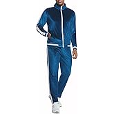 ANOTWENER Men's 2 Piece Tracksuits Velour Sweatsuits Athletic Fit Velvet Outfit Jogging Full Zip Jacket Pants Set
