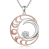 WTYIM Moon Pendant Necklace with 1ct Moissanite Diamond, 18K Gold Plated Sterling Silver Crescent Moon Necklace for Women Birthday Christmas Gift for Her, 18+2 Inch