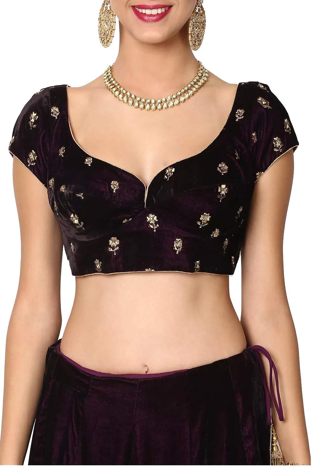 v.k.creation women's taffeta satin embroidered semi-stitched lehengha choli (majenta, free size)