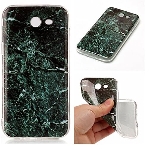 For Samsung Galaxy J3 Emerge Case, J3 Prime / J3 Mission / J3 Eclipse / J3 2017 / J3 Luna Pro / Sol 2 / Amp Prime 2 / Express Prime 2 Case, TOODAY Marble Stone Pattern Soft TPU Cover (Dark Green)