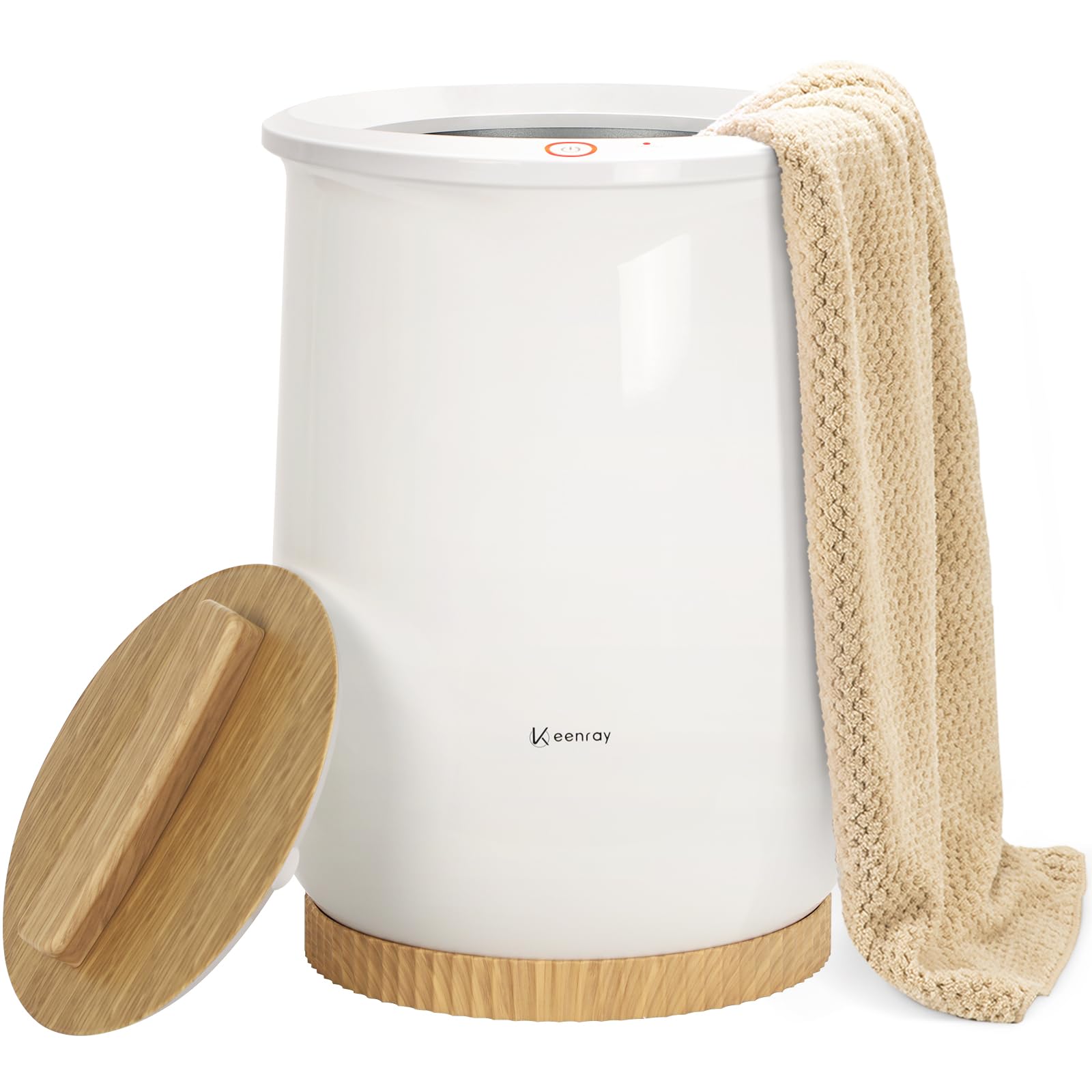 Keenray Towel Warmer, Luxury Towel Warmer Bucket, Large Towel Warmers for Bathroom, Auto Shut Off, Fits Up to Two 40"X70" Oversized Towels, Bathrobes, Blankets, PJ's and More, CL1 (Wood)