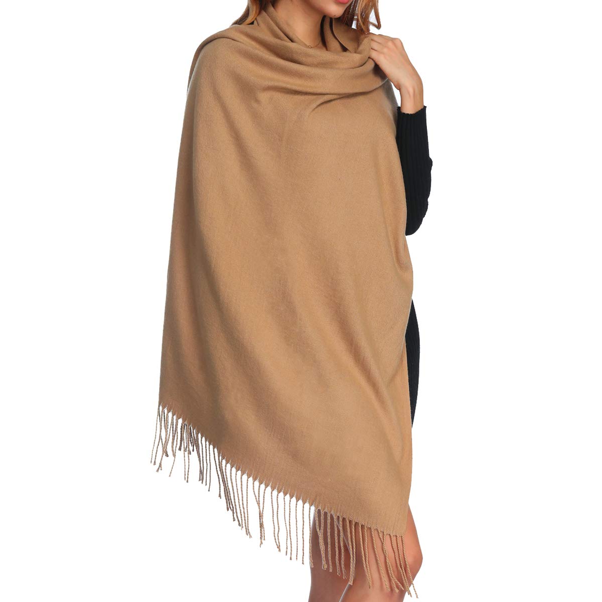Solid Color Oversized Wool Pashmina Shawl