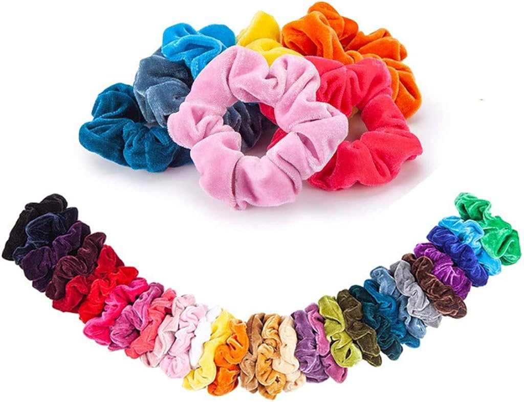 Afazfa 30 Pack Hair Velvet Elastics Hair Ties Bright