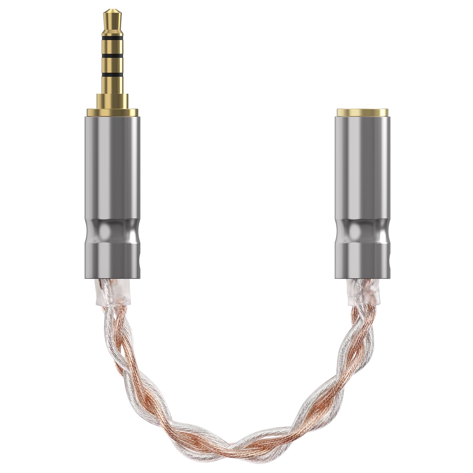 GEEKRIA 3.5mm Balanced Male to 2.5mm Balanced Female Headphones Adapter, Copper and Silverplated Upgrade Cable Conversion Audio Dongle Cable (0.5ft)