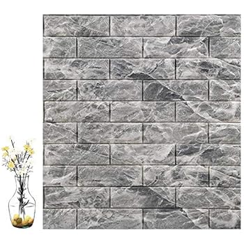 3D Wallpaper Marble Wall Panels Faux Brick Wallpapers Granite Wall Covering Peel and Stick 10 Packs 58.19 Sq feet for Living Room Bedroom Background Wall Decoration (Black, 30.31''L x 27.56''W)