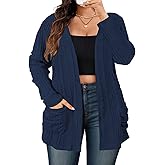 DOLNINE Plus-Size-Cardigans for Women Trendy Casual Lightweight Open Front Cardigan Sweaters Outerwear with Pockets