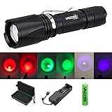 VASTFIRE Zoomable Green/Red/UV Hunting Flashlight Deer Blood Tracker Light Night Vision Flashlight Search Lights Hunter Flash