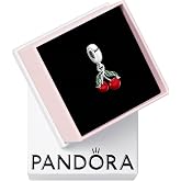 PANDORA Asymmetrical Cherry Fruit Dangle Charm | Sterling Silver &amp; Enamel, Jewelry for Women with Gift Box, Compatible with PANDORA Moments