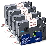 Absonic 4 Pack Tz-232 Red on White Label Tape Replace for Brother TZe-232 P Touch Label Tape TZe232 12mm TZ Laminated Tape Work for Ptouch Label Maker PT D210 H110 D600 D220, 0.47 Inch x 26.2 Feet
