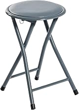 Harbour Housewares Grey Padded Folding Stool – Steel Frame 30x30x45cm