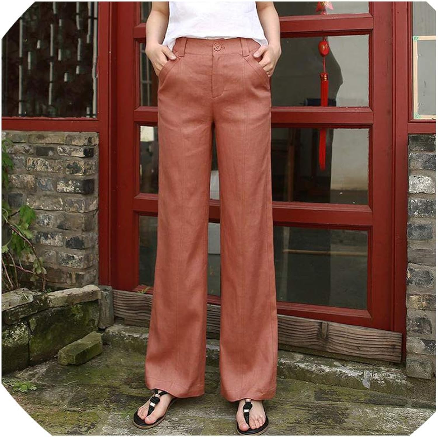 black linen high waisted pants