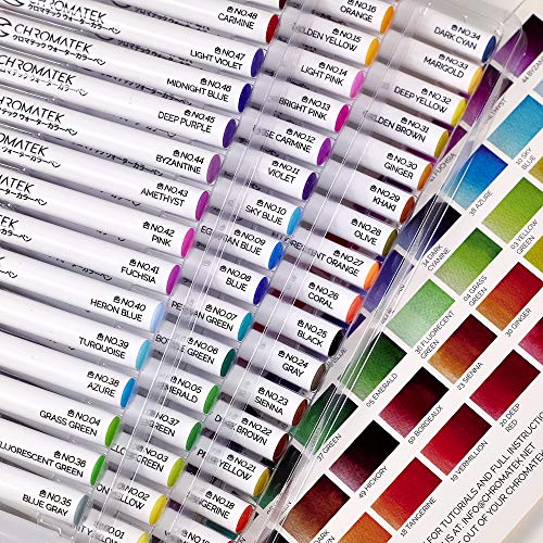 54-Watercolor-Brush-Pens-15-Page-Pad-Online-Video-Tutorial-Series-by-Chromatek-Real-Brush-Tip-4-Blending-Brushes-Easily-Blendable-Vivid-Smooth-50-Unique-Colors-Professional-Art-Supplies