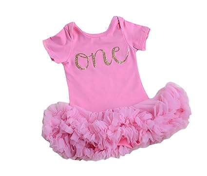 Baby Girl First Birthday Tutu Outfit Sparkly Gold One Ruffle Short Sleeve Dress Perfect For Baby S First Birthday