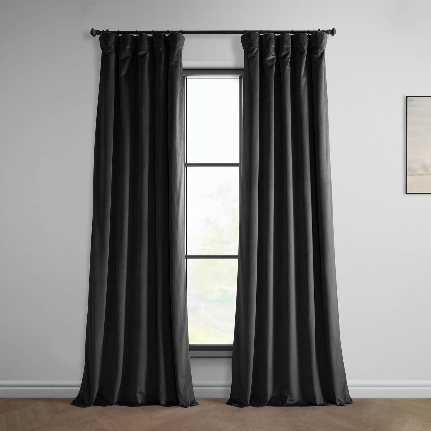 HPD Half Price Drapes Heritage Plush Velvet Curtains 84 Inches Long Room Darkening Curtains for Bedroom & Living Room 50W x 84L, (1 Panel), Black Image