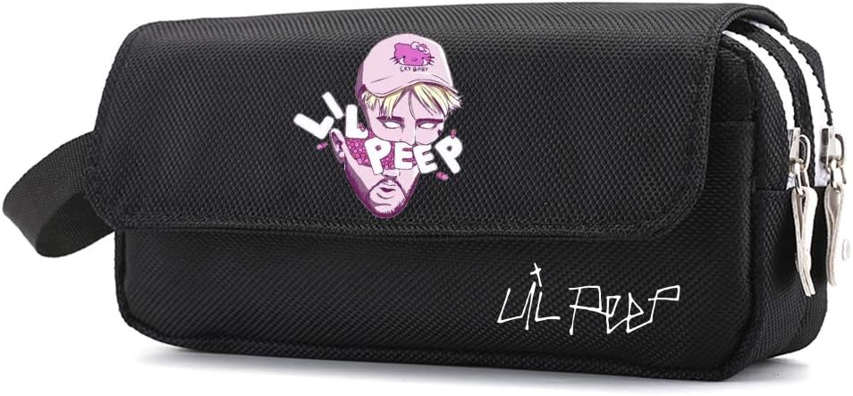 Lil PEEP Pencil Cases Classic Pencil Case Stationery Storage Pouch Bag Case Boys Girls School Stationery Bag (Color : Black02, Size : 20 X 6 X 10cm)