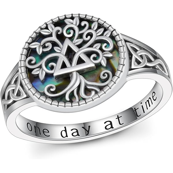 Stone Sober YAFEINI Sterling Silver Sobriety Ring - Tree Of Life AA Jewelry For Women 925 Sterling Silver AA Tree Of Life Recovery Jewelry